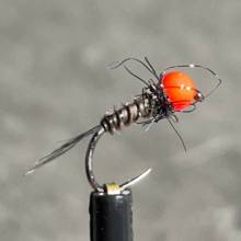 nymphe tete orange/nymphe au toc/mouche de peche/mouches de pierrot 